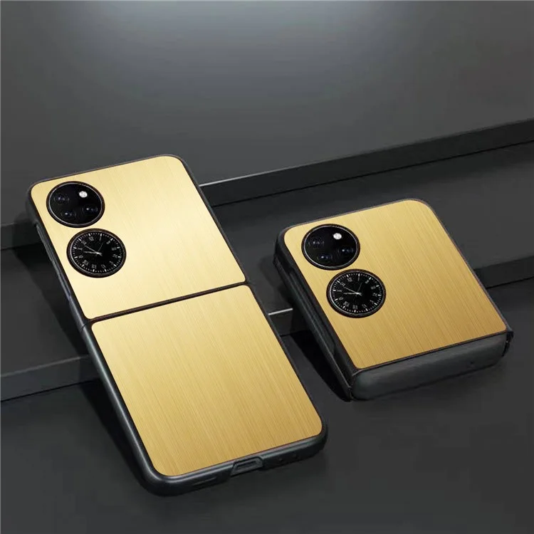 Étui de protection en acier inoxydable brossé et PC pour Huawei P50 Pocket - Noir