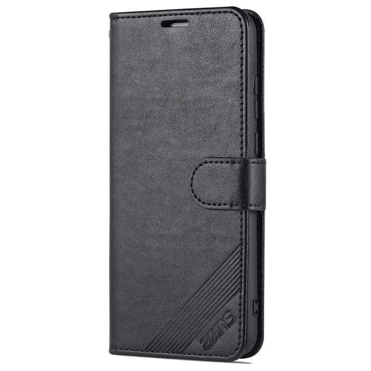 Azns Caja de Billetera de Cuero PU Texturizada TPU Interior Tpu Magnetic Protective Flip Cover With Stand Función Para Huawei Disfrute de 20e - Negro