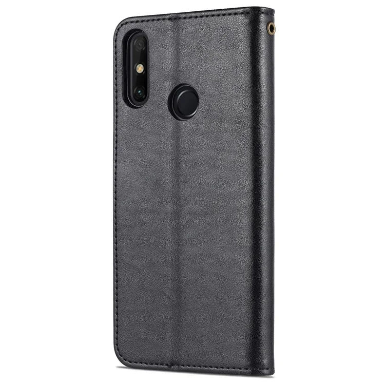 Azns Caja de Billetera de Cuero PU Texturizada TPU Interior Tpu Magnetic Protective Flip Cover With Stand Función Para Huawei Disfrute de 20e - Negro