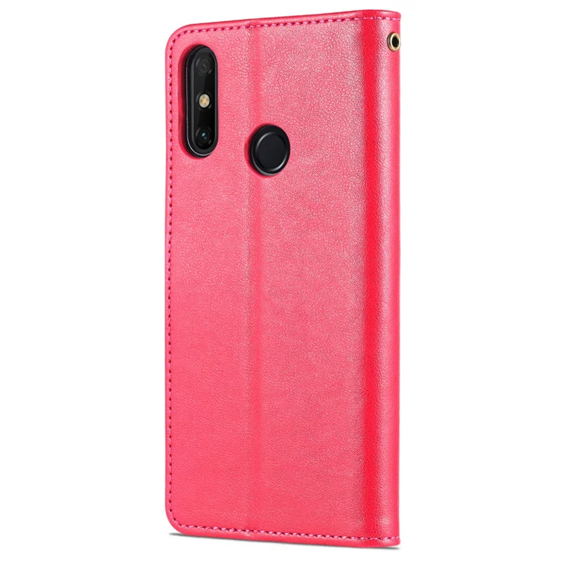 AZNS Teksturowana etui portfel z premium skórki PU z magnetyczną funkcją ochronną z podstawką, etui z wewnętrznej części TPU dla Huawei Enjoy 20e - Czerwony