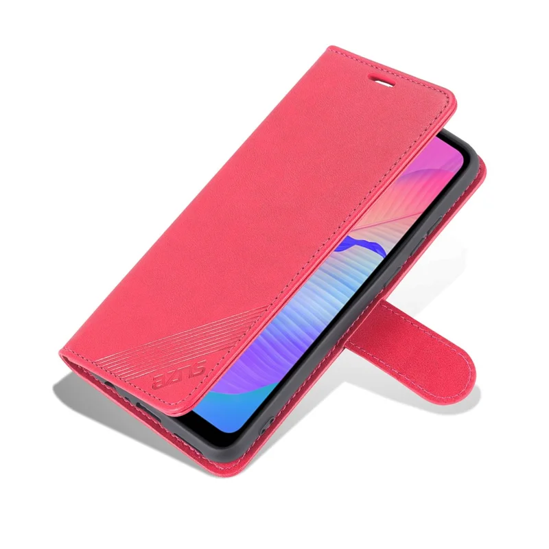 AZNS Teksturowana etui portfel z premium skórki PU z magnetyczną funkcją ochronną z podstawką, etui z wewnętrznej części TPU dla Huawei Enjoy 20e - Czerwony