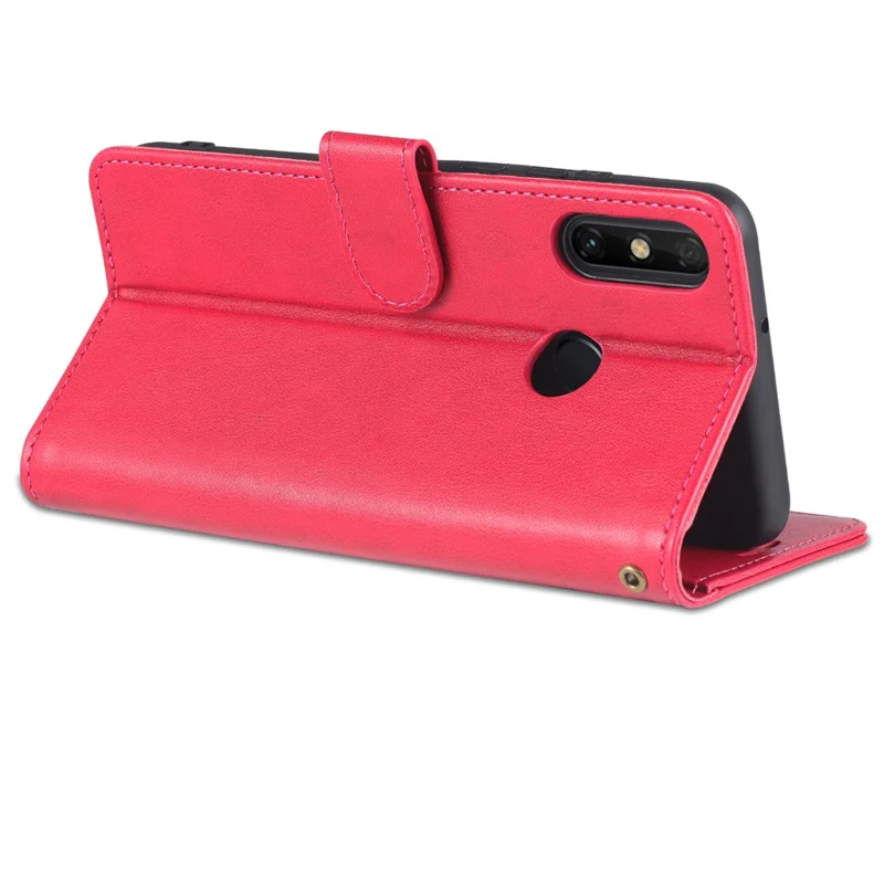 AZNS Teksturowana etui portfel z premium skórki PU z magnetyczną funkcją ochronną z podstawką, etui z wewnętrznej części TPU dla Huawei Enjoy 20e - Czerwony