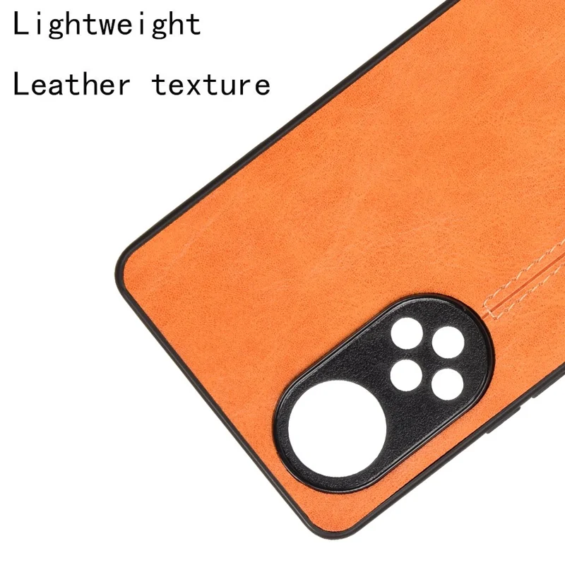 Stitching Line Lightweight Retro Textured PU Leather Coated PC + TPU Phone Cover Case for Honor 50 - Yellow