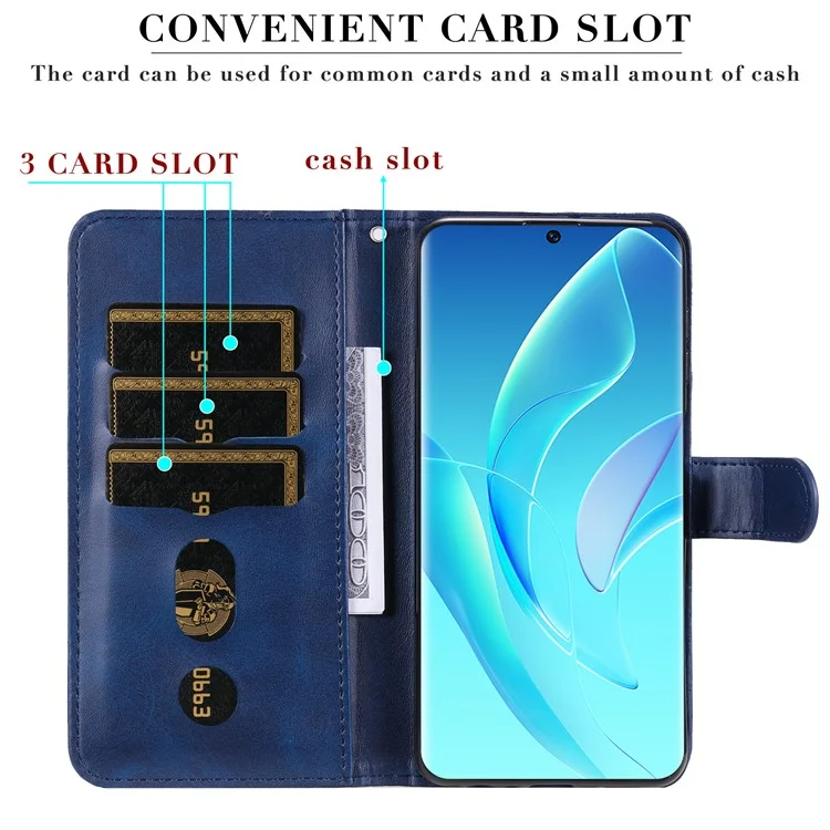 Drop-Proof-PU-Leder-Reißverschluss Tasche Telefon Fall Münzhalter Brieftasche Stand Faltkasten Für Ehre 60 - Blau