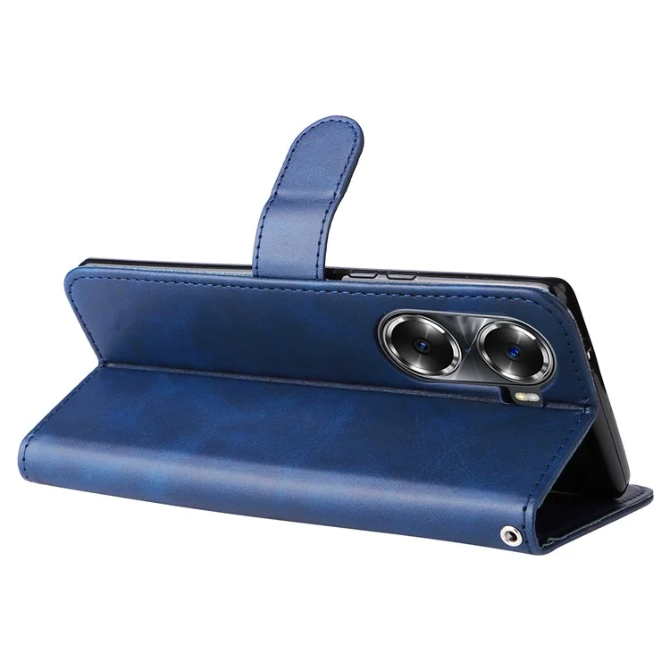 Drop-Proof-PU-Leder-Reißverschluss Tasche Telefon Fall Münzhalter Brieftasche Stand Faltkasten Für Ehre 60 - Blau