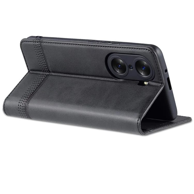 Azns Herbstprävention PU Leder Brieftasche Flip Hülle Magnetische Absorptionsklappständer Schutzabdeckung Für Ehren 60 - Schwarz