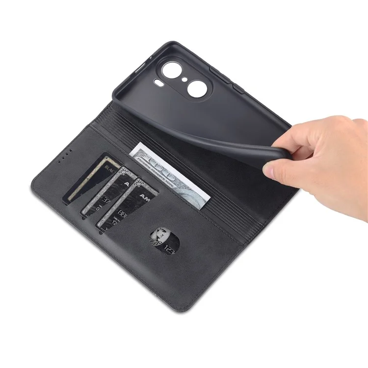 Azns Herbstprävention PU Leder Brieftasche Flip Hülle Magnetische Absorptionsklappständer Schutzabdeckung Für Ehren 60 - Schwarz