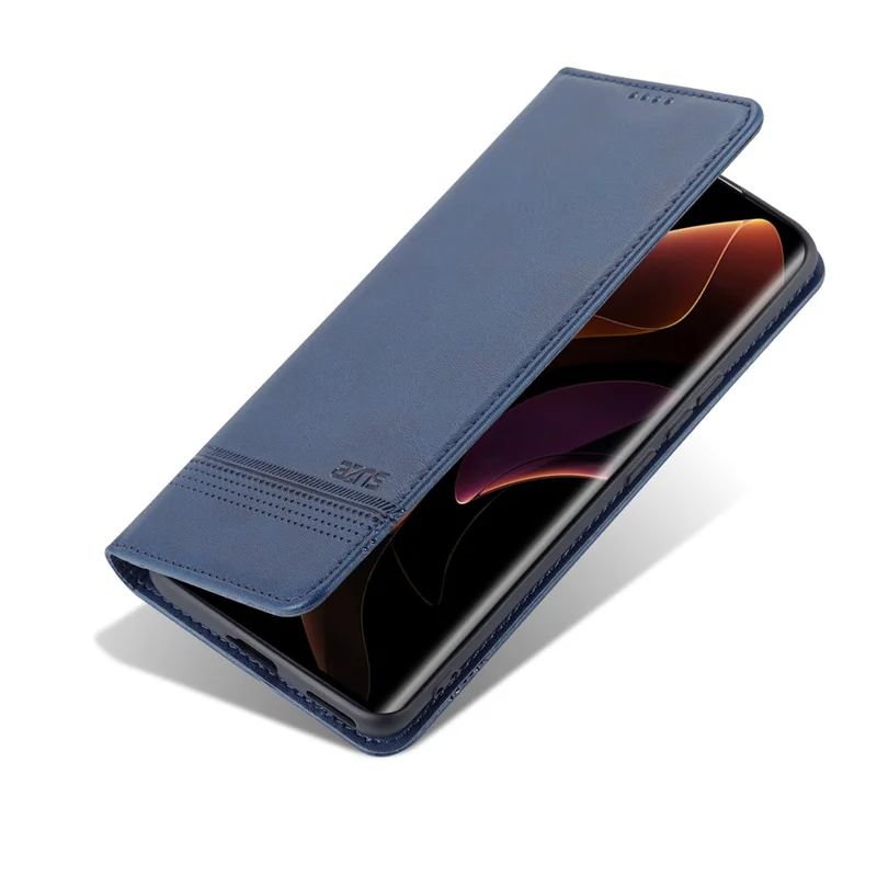 AZNS Fall Prevention PU Leather Wallet Flip Case Magnetic Absorption Folding Stand Protective Cover for Honor 60 - Blue