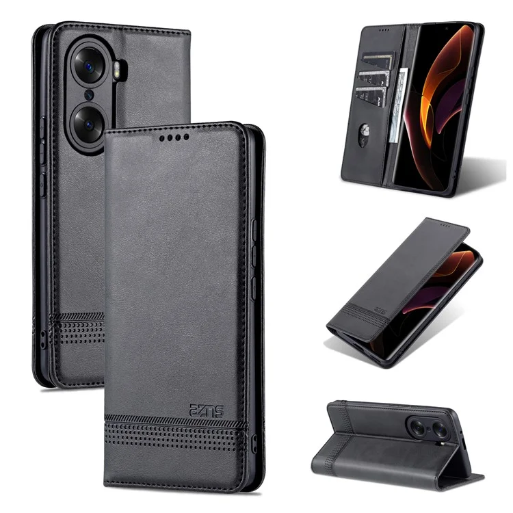 Azns PU Leather + TPU Кошелек Flip Case Magnetic Absorption Складная Подставка Защитная Крышка Для Чести 60 Pro - Черный