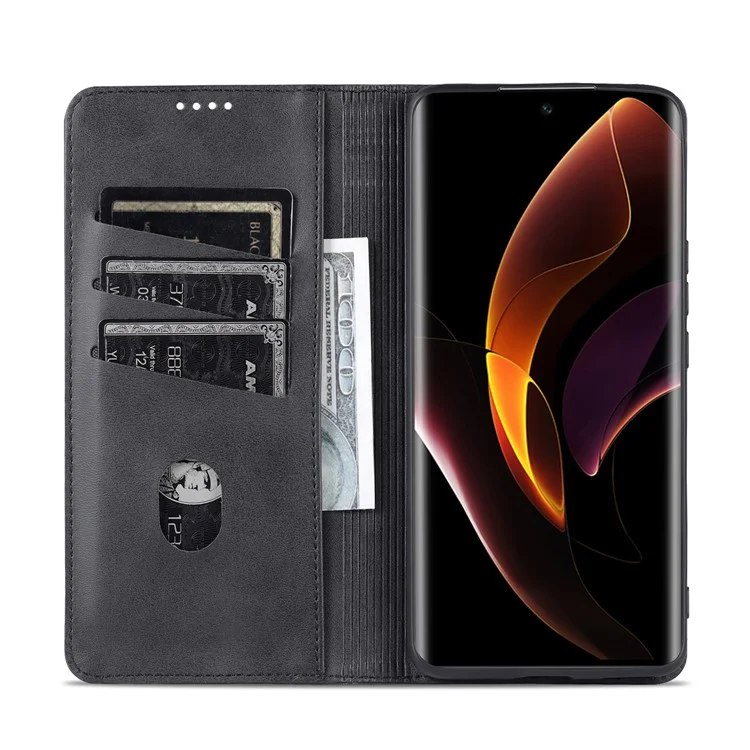 Azns PU Leather + TPU Кошелек Flip Case Magnetic Absorption Складная Подставка Защитная Крышка Для Чести 60 Pro - Черный