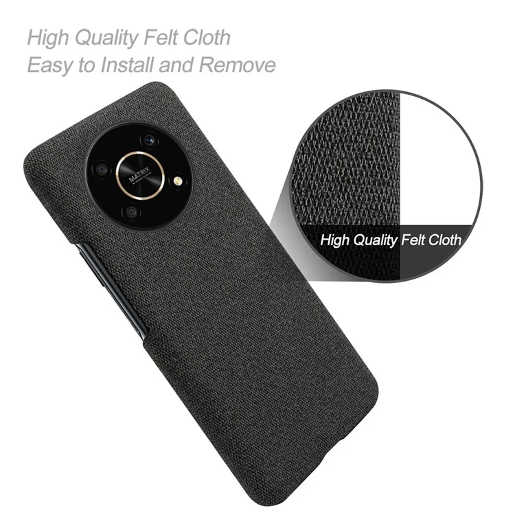 Per Honor X30/X9 5G/Magic 4 Lite 5G Copertura Colore Solido in Tessuto Rivestito Custodia Telefonica Copertura Parziale Custodia Protettiva in PC Rigido - Nero