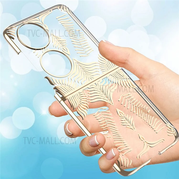 For Huawei P50 Pocket / Pocket S Electroplating Wing Frame Design Well-protected Hard PC Phone Case Cover - Rose Gold