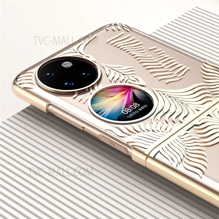 For Huawei P50 Pocket / Pocket S Electroplating Wing Frame Design Well-protected Hard PC Phone Case Cover - Rose Gold