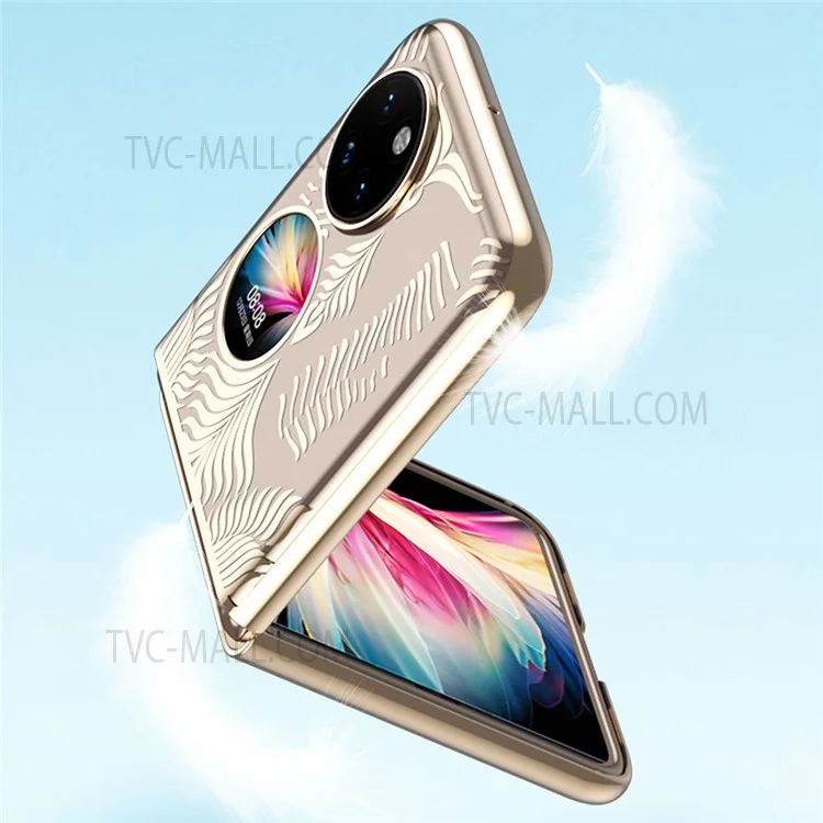 Pour Huawei P50 Pocket / Pocket S Conception de cadre ailé électroplaqué Boîtier de téléphone dur et bien protégé - Or rose