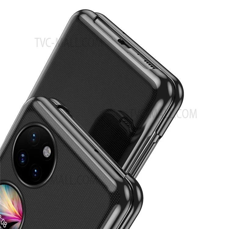Pour Huawei P50 Pocket Electroplating Hard PC Cover Light Thin Transparent Folding Phone Case - Rose Gold