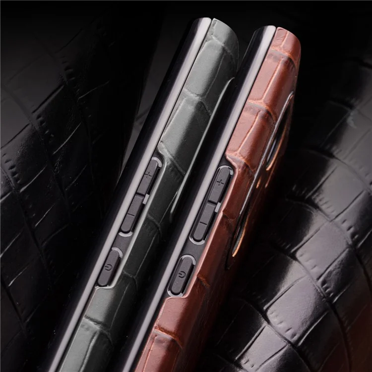 Qialino For Honor 50 Pro/Huawei Nova 9 Pro Caixa de Textura de Crocodilo Pro Capa de Couro de Chapeiro Com Campa de Coveiro Com Janela Vista - Preto
