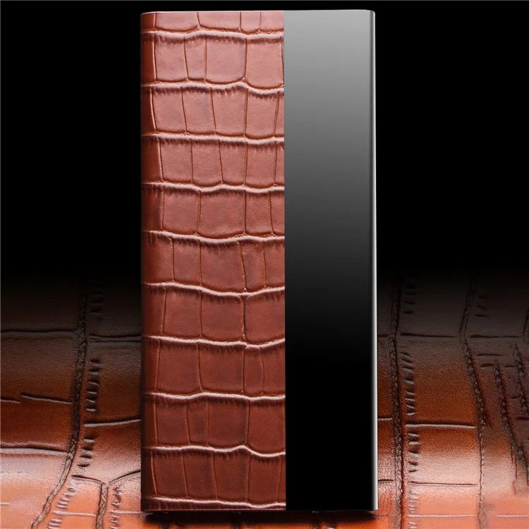 Case de Téléphone en Cuir en Cuir de la Couche Supérieure Qialino Pour L'honneur 50 / Huawei Nova 9, Crocodile Texture View Fensider Window Protective - Brun
