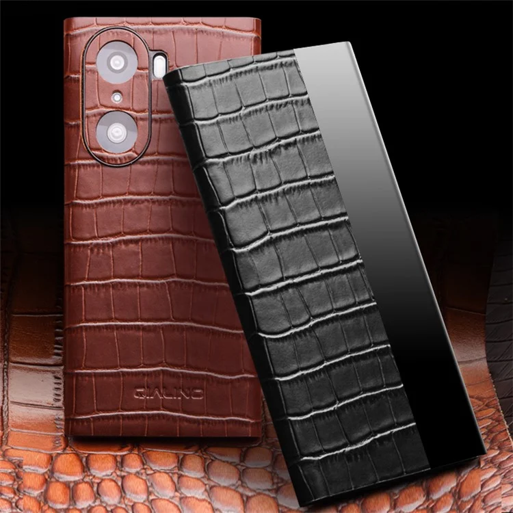 Textura de Crocodilo QIALINO Capa de Churo de Chido de Chubo Par - Preto