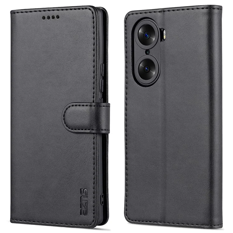 AZNs Für Ehre 60 Gut Geschützte Anti-Herbst-PU-Lederwallet-Stand-Handy-Case-Abdeckung - Schwarz