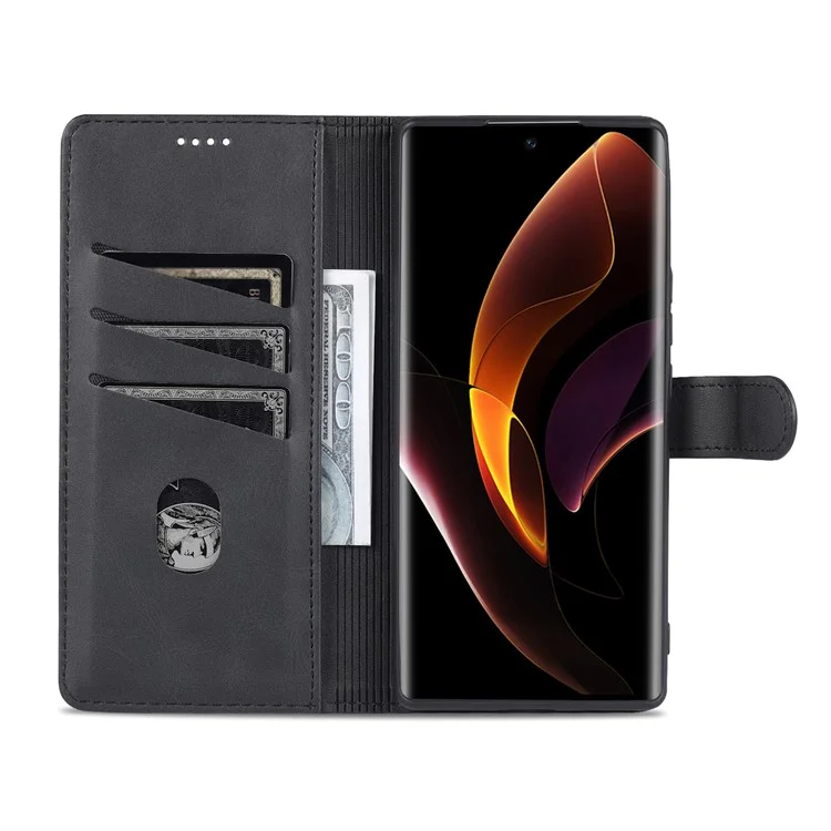 AZNs Für Ehre 60 Gut Geschützte Anti-Herbst-PU-Lederwallet-Stand-Handy-Case-Abdeckung - Schwarz