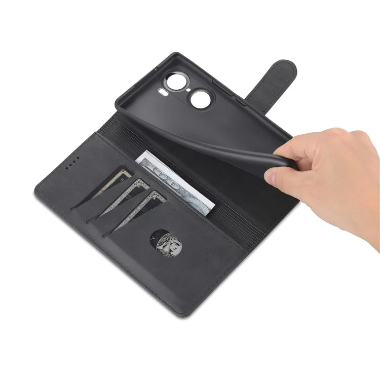 AZNs Für Ehre 60 Gut Geschützte Anti-Herbst-PU-Lederwallet-Stand-Handy-Case-Abdeckung - Schwarz
