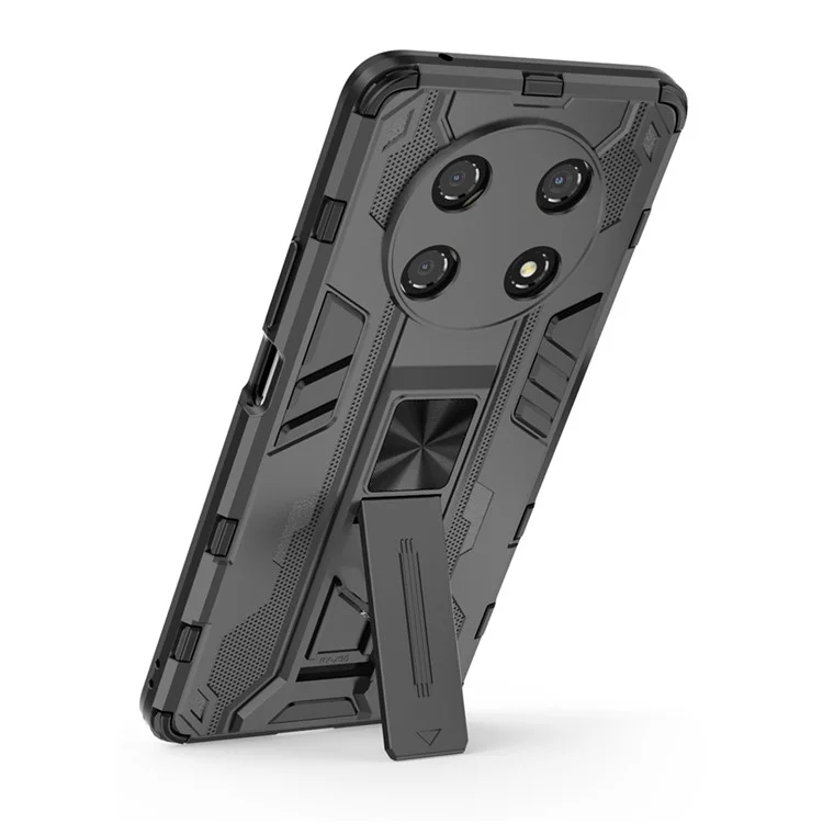 Para Honor X30 / X9 5G / Magic 4 Lite 5G Capa de Telefone Celular à Prova de Choque Macia de TPU Duro de PC com Suporte - Preta