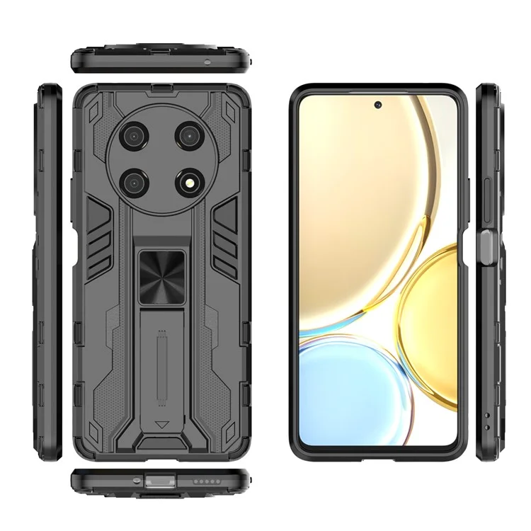 Para Honor X30 / X9 5G / Magic 4 Lite 5G Capa de Telefone Celular à Prova de Choque Macia de TPU Duro de PC com Suporte - Preta