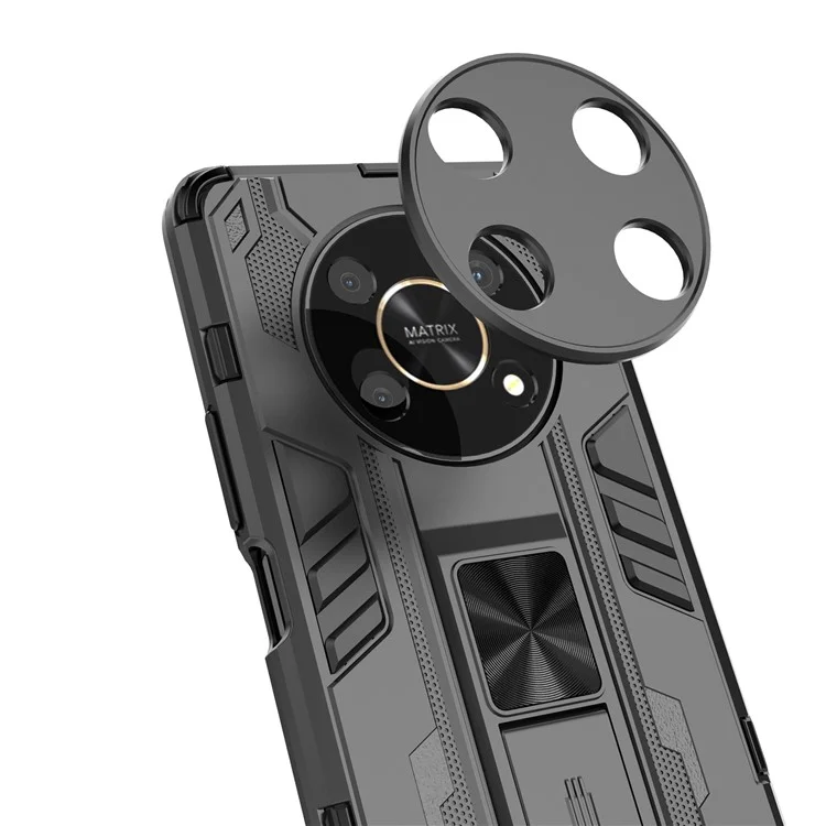 Para Honor X30 / X9 5G / Magic 4 Lite 5G Capa de Telefone Celular à Prova de Choque Macia de TPU Duro de PC com Suporte - Preta