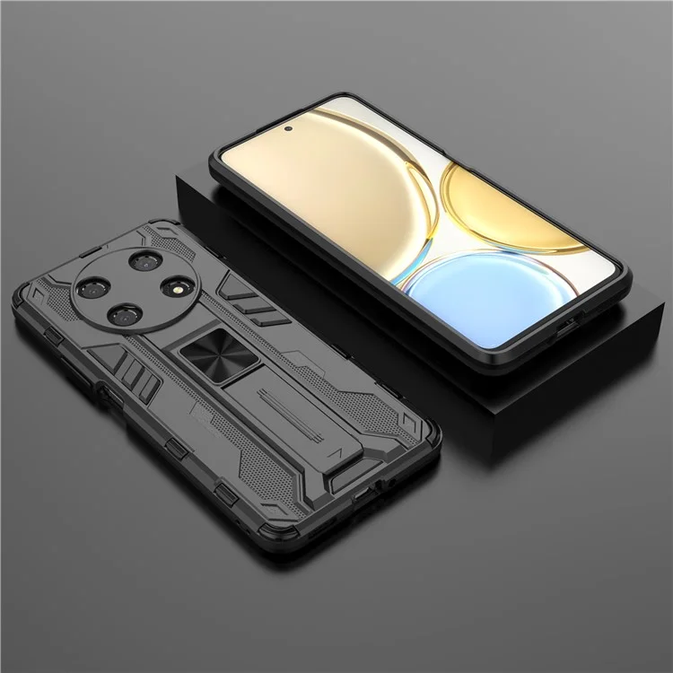 Para Honor X30 / X9 5G / Magic 4 Lite 5G Capa de Telefone Celular à Prova de Choque Macia de TPU Duro de PC com Suporte - Preta