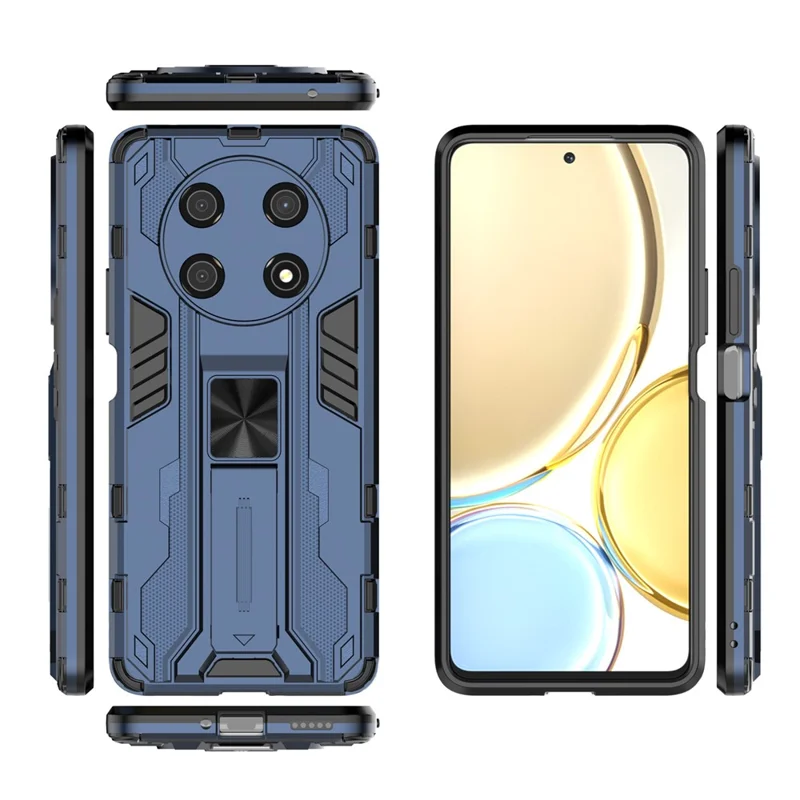 For Honor X30 / X9 5G / Magic 4 Lite 5G Shockproof Soft TPU Hard PC Mobile Phone Case Shell with Kickstand - Blue