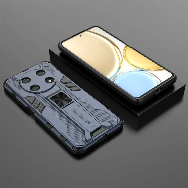 For Honor X30 / X9 5G / Magic 4 Lite 5G Shockproof Soft TPU Hard PC Mobile Phone Case Shell with Kickstand - Blue