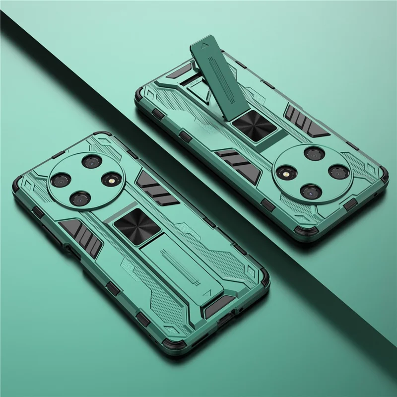 For Honor X30 / X9 5G / Magic 4 Lite 5G Stødfast Blød TPU Hård PC Mobiltelefonbeskytning med Standfod - Grøn