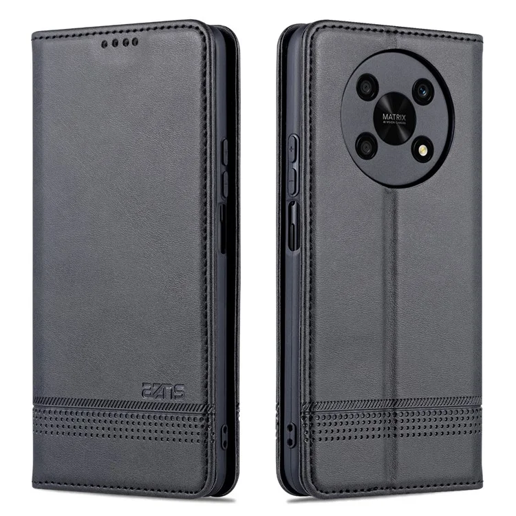 Azns For Honor X30 / X9 5G / Magic 4 Lite 5G Magnetico Auto-assorbito Auto-testure PU Wallet Portafoglio Copertina di Telefono Protettivo Telefono di Protezione - Nero