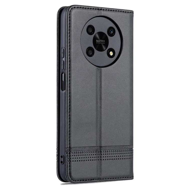 Azns For Honor X30 / X9 5G / Magic 4 Lite 5G Magnetico Auto-assorbito Auto-testure PU Wallet Portafoglio Copertina di Telefono Protettivo Telefono di Protezione - Nero