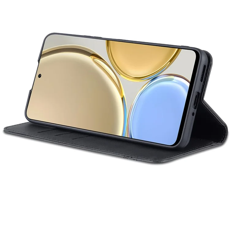 Azns For Honor X30 / X9 5G / Magic 4 Lite 5G Magnetico Auto-assorbito Auto-testure PU Wallet Portafoglio Copertina di Telefono Protettivo Telefono di Protezione - Nero