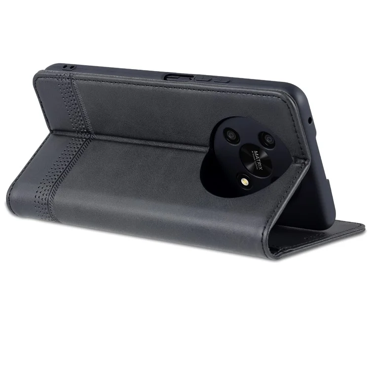 Azns For Honor X30 / X9 5G / Magic 4 Lite 5G Magnetico Auto-assorbito Auto-testure PU Wallet Portafoglio Copertina di Telefono Protettivo Telefono di Protezione - Nero