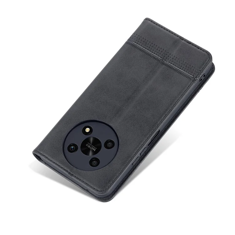 Azns For Honor X30 / X9 5G / Magic 4 Lite 5G Magnetico Auto-assorbito Auto-testure PU Wallet Portafoglio Copertina di Telefono Protettivo Telefono di Protezione - Nero