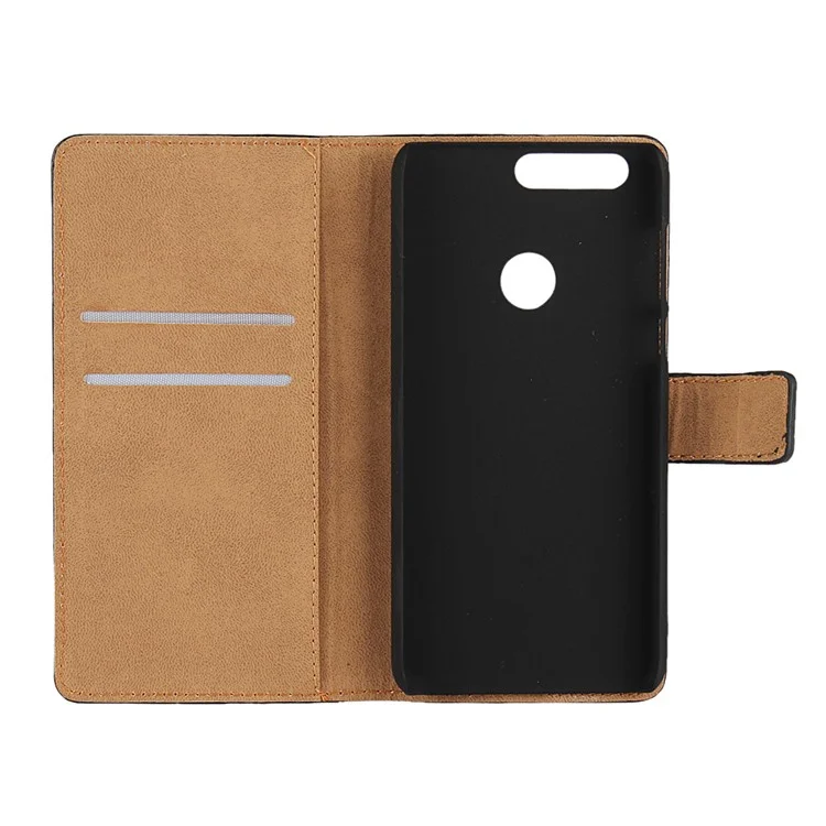 Genuine Split Leather Wallet Shell Case for Huawei Honor 8 - Green