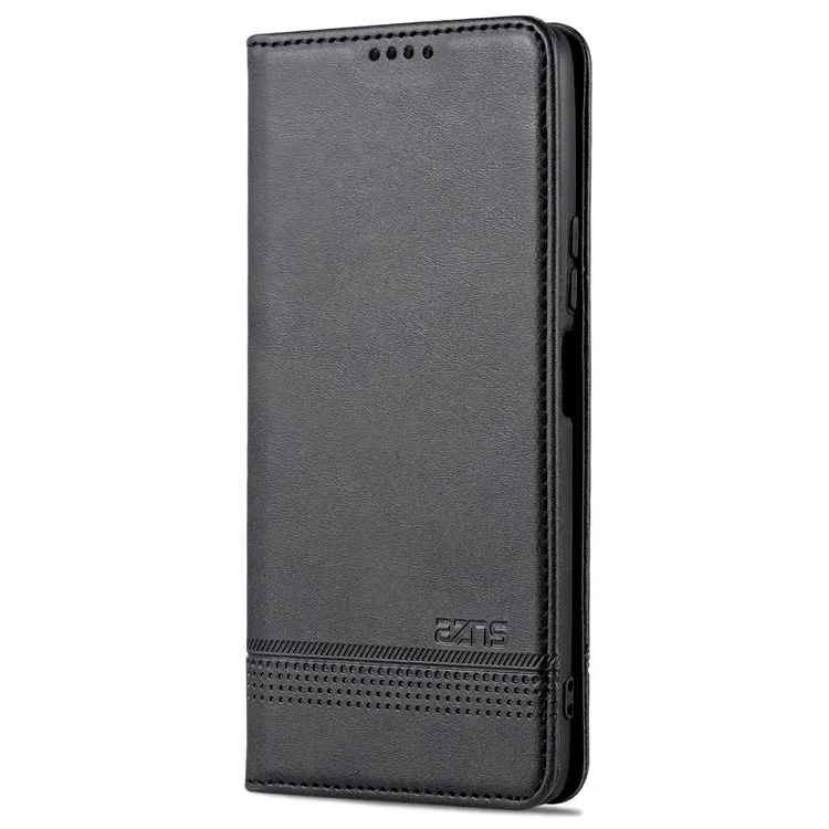 Azns For Honor Play 30 Plus Teleftured Leather Telefono Copertina di Assorbimento Automatico Magnetico Con Supporto Per il Portafoglio - Nero