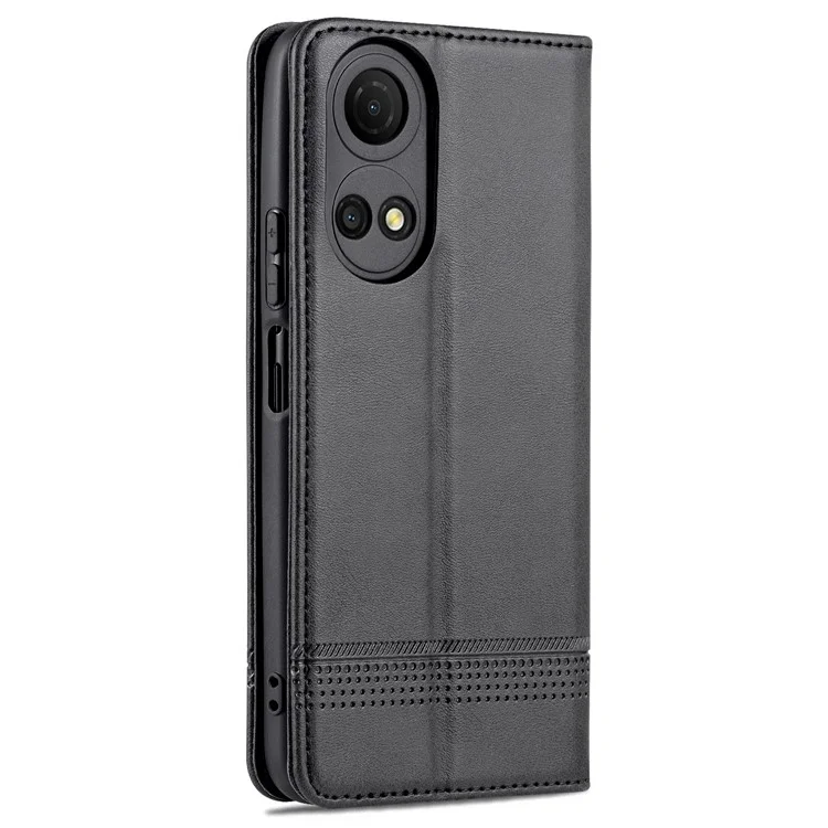 Azns For Honor Play 30 Plus Teleftured Leather Telefono Copertina di Assorbimento Automatico Magnetico Con Supporto Per il Portafoglio - Nero