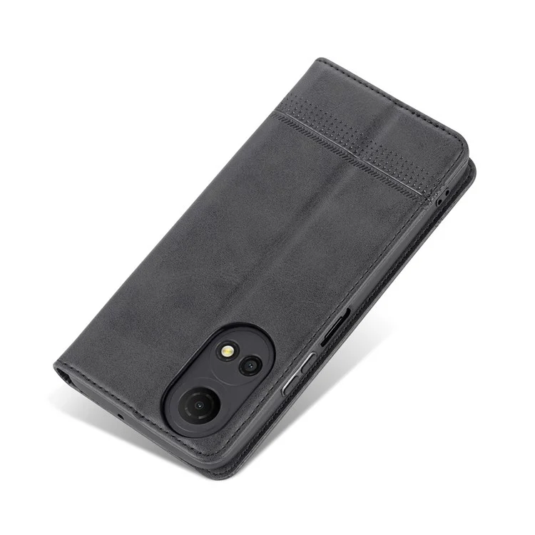 Azns For Honor Play 30 Plus Teleftured Leather Telefono Copertina di Assorbimento Automatico Magnetico Con Supporto Per il Portafoglio - Nero