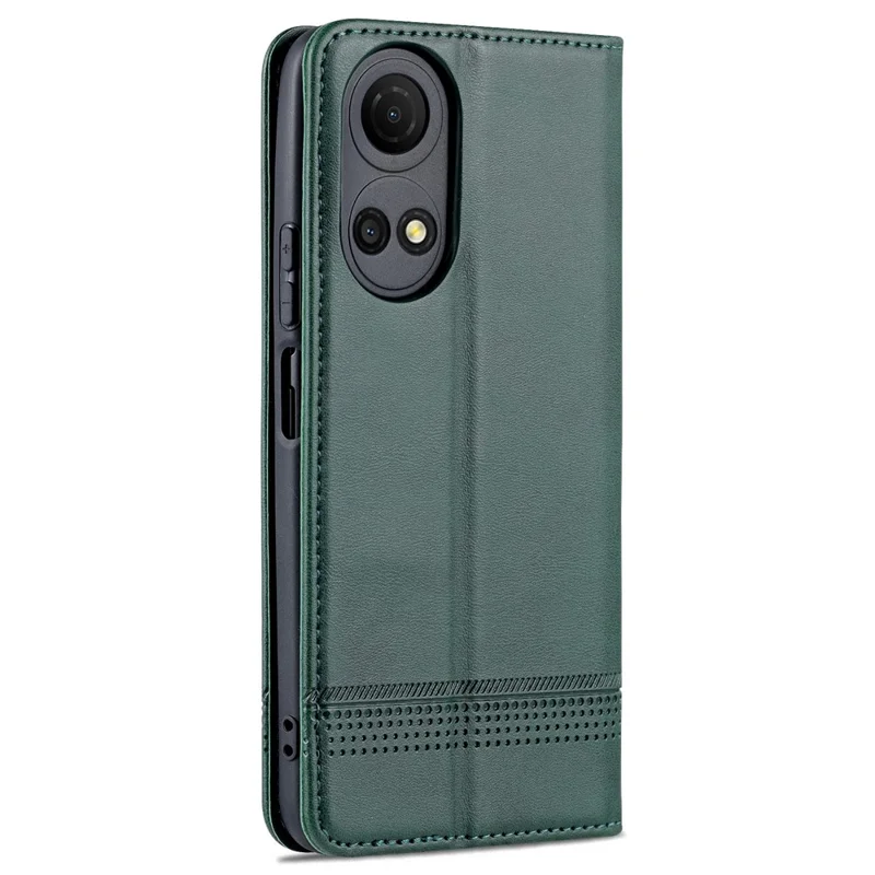 AZNS For Honor Play 30 Plus Textured Leather Phone Case Magnetic Auto-absorbed Cover with Wallet Stand - Green