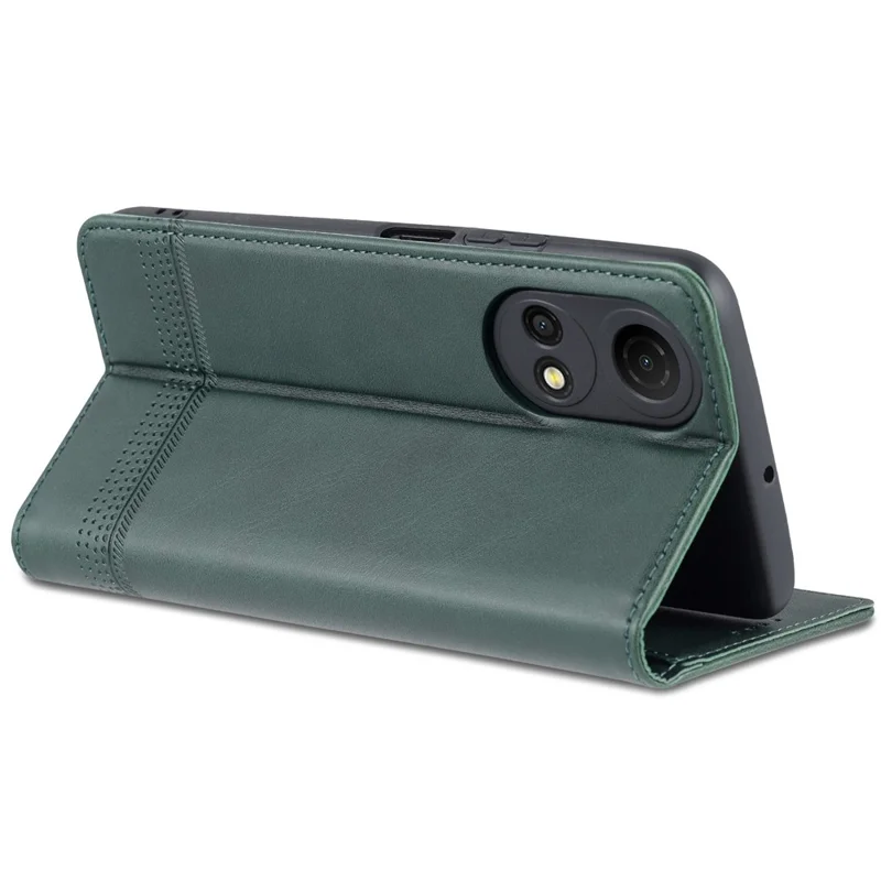 AZNS For Honor Play 30 Plus Textured Leather Phone Case Magnetic Auto-absorbed Cover with Wallet Stand - Green