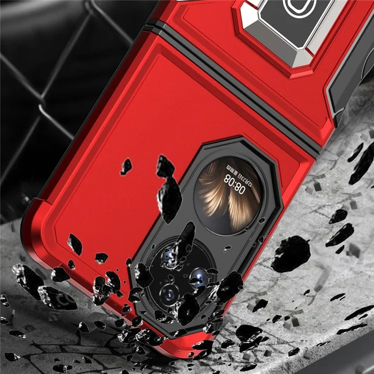 Per Huawei P50 Pocket Hard PC + Cover Ibrido Tpu Soft Tpu Anello Anti-scratch) Custodia Telefonica - Rosso
