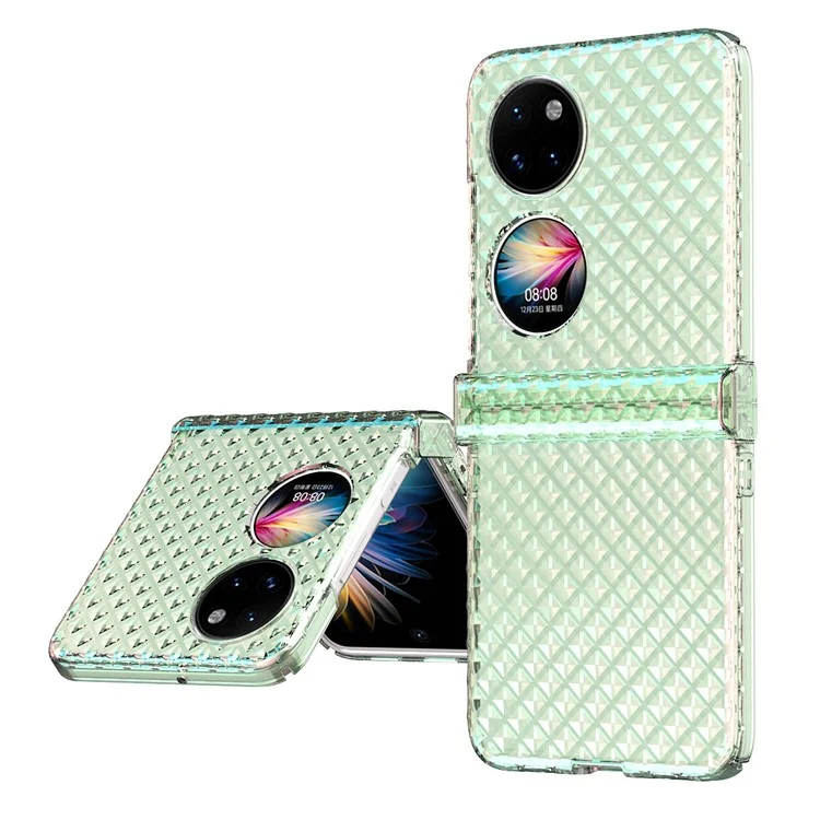 Für Huawei P50 PACE-Laser-Effekt Transparenter Harter PC-Falttelefonkasten Mit Scharnierdesign - Transparentes Grün