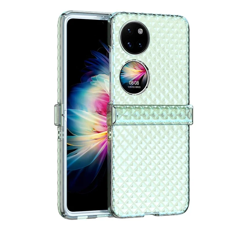 Für Huawei P50 PACE-Laser-Effekt Transparenter Harter PC-Falttelefonkasten Mit Scharnierdesign - Transparentes Grün