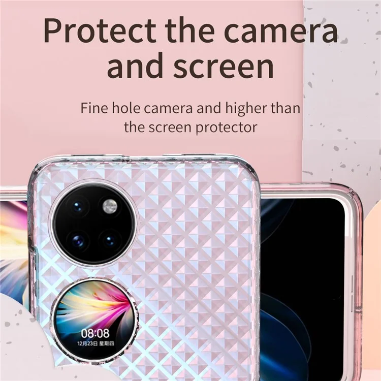 Für Huawei P50 PACE-Laser-Effekt Transparenter Harter PC-Falttelefonkasten Mit Scharnierdesign - Transparentes Grün