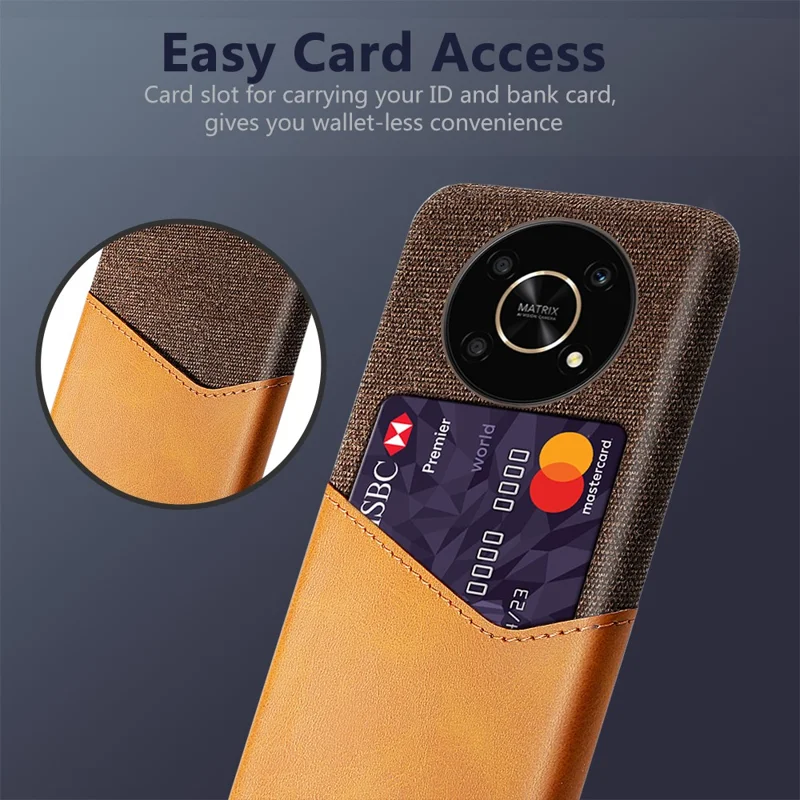 For Honor X30/X9 5G/Magic 4 Lite 5G Mobile Phone Protective Case Soft Cloth + PC + PU Leather Back Cover with Card Slot Holder - Orange