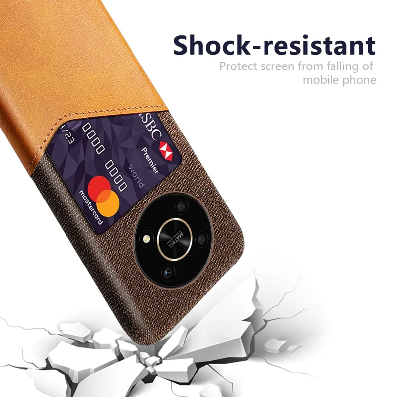 For Honor X30/X9 5G/Magic 4 Lite 5G Mobile Phone Protective Case Soft Cloth + PC + PU Leather Back Cover with Card Slot Holder - Orange