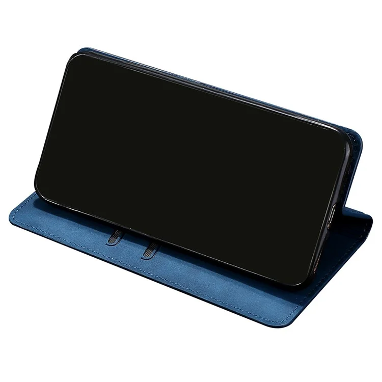 Для Honor X30/X9 5G/Magic 4 Lite 5G Автоматически абсорбированный Магнитный Ударопрочный Кожа-прикосновение Ощущение Чехол ПУ Кожа Стенд Анти-царапины Мобильный Телефон Крышка - Синий